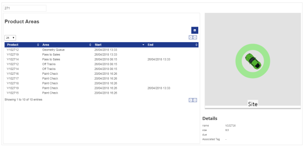 screen shot of report with object and its details details on web map